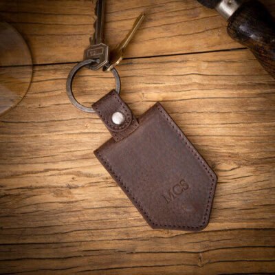 Mens Personalised Leather Photo Keychain