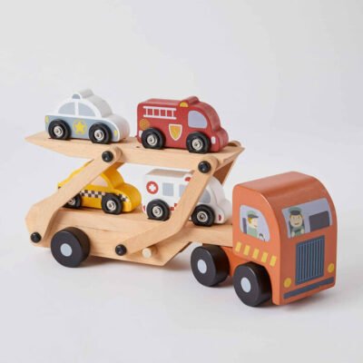 Wooden Car Carrier Truck Set