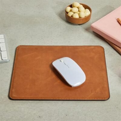 Personalised Tan Leather Mouse Pad