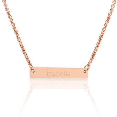 Personalised Dainty Name Plate Necklace In Rose Gold