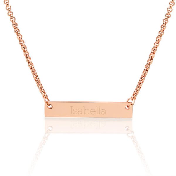 Personalised Dainty Name Plate Necklace In Rose Gold
