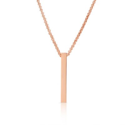 Personalised Solid Bar Pendant Necklace In Rose Gold