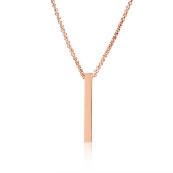 Personalised Solid Bar Pendant Necklace In Rose Gold
