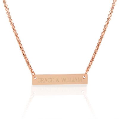 Personalised Name Plate Bar Necklace In Rose Gold