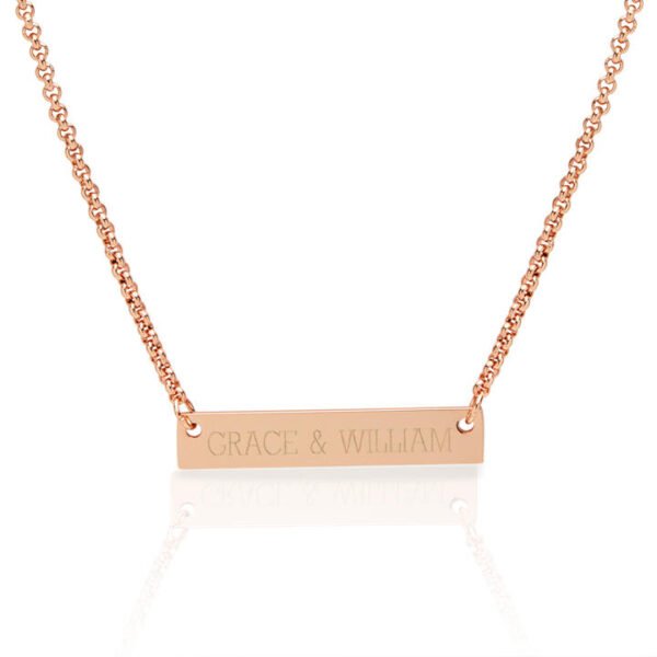 Personalised Name Plate Bar Necklace In Rose Gold