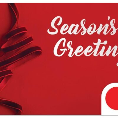 Seasons Greeting Red Gift Card
