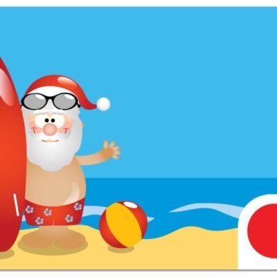 Santa Surfboard Christmas Gift Card